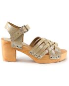 Sandales en Cuir Idette doré/marron - Talon 7.5 cm