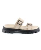 Mules en Cuir Hermine beige/noir