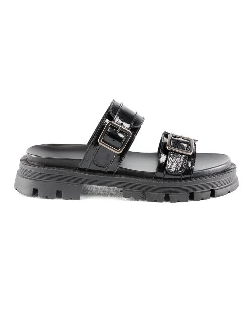 Mules en Cuir Hermine noires