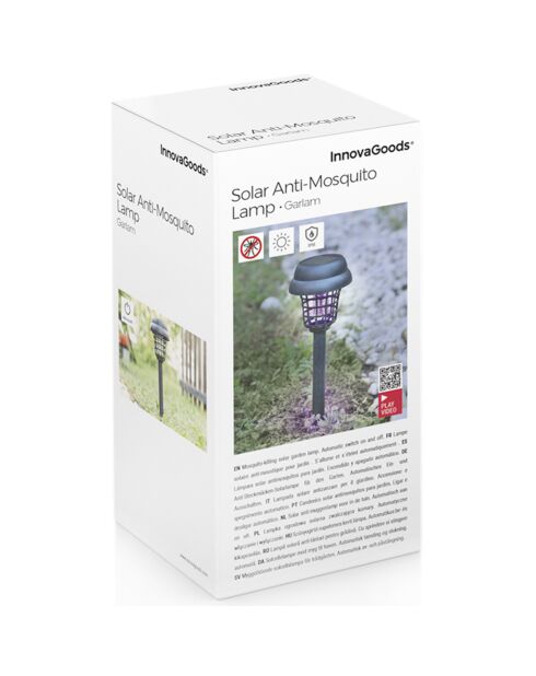Garlam schwarze Solar-Gartenlampe gegen Moskitos, D.9,5x34,5 cm