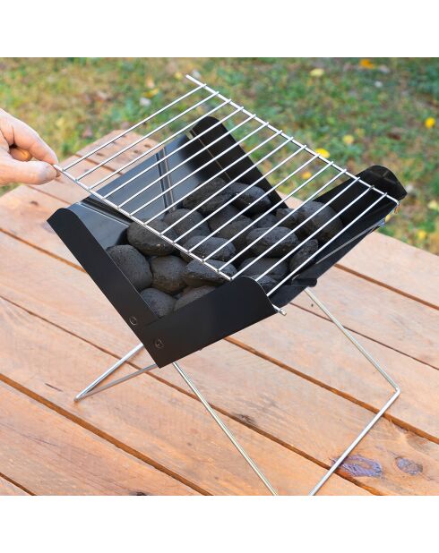 Tragbarer, faltbarer Minigrill für Holzkohle-Klappgrill, schwarz
