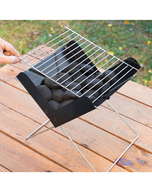 Mini-barbecue pliable portable pour charbon foldecue noir