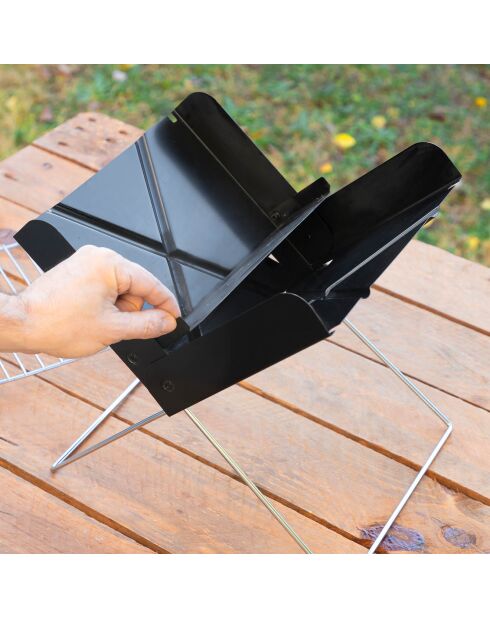 Tragbarer, faltbarer Minigrill für Holzkohle-Klappgrill, schwarz