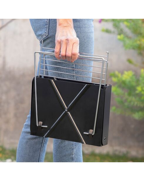 Tragbarer, faltbarer Minigrill für Holzkohle-Klappgrill, schwarz