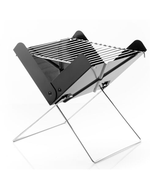 Tragbarer, faltbarer Minigrill für Holzkohle-Klappgrill, schwarz