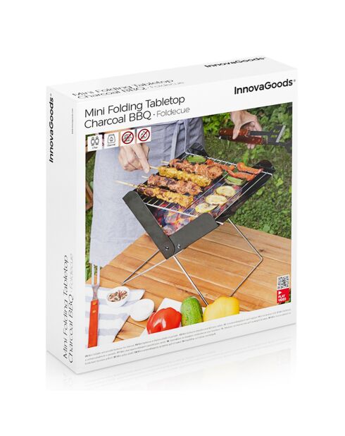 Mini-barbecue pliable portable pour charbon foldecue noir