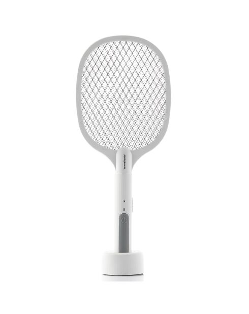 Raquette anti-insectes rechargeable 2-en-1 avec lumière UV kl rak blanc