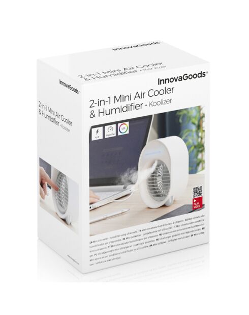 Mini-climatiseur humidificateur à ultrasons avec led koolizer gris