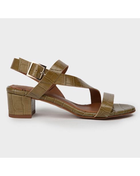 Sandales en Cuir croco Vista kaki