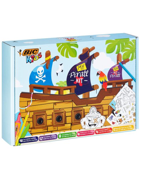 Coffret Mon Pirate avec Crayons & craies de coloriage, Jeux papier, Autocollants & Carte au trésor