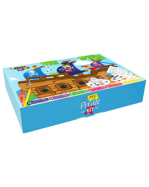 Coffret Mon Pirate avec Crayons & craies de coloriage, Jeux papier, Autocollants & Carte au trésor