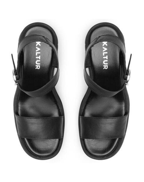 Schwarze Ava-Ledersandalen - 8 cm Absatz