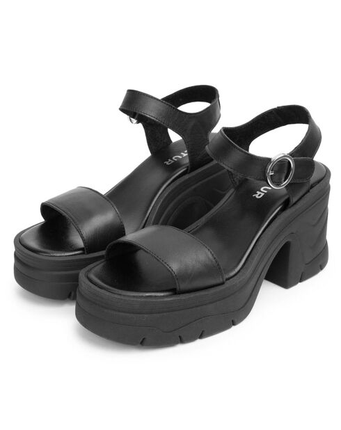 Schwarze Ava-Ledersandalen - 8 cm Absatz