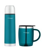 Pack office 1 Bouteille isotherme Soft Touch + 1 Tasse de bureau isotherme turquoise