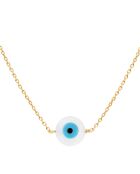 Collier Eye en laiton doré & Résine blanc/bleu