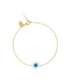 Bracelet Eye en laiton doré & Résine blanc/bleu