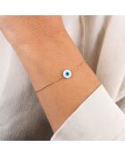 Bracelet Eye en laiton doré & Résine blanc/bleu