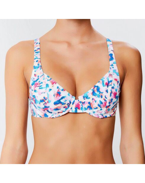 Haut de maillot soft armatures Amazonie blanc/bleu/rose