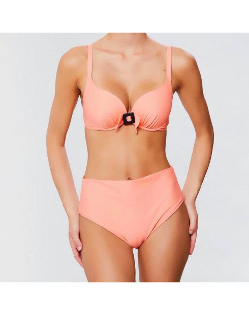 Korallenrote Bikinihose Belle-île mit hoher Taille