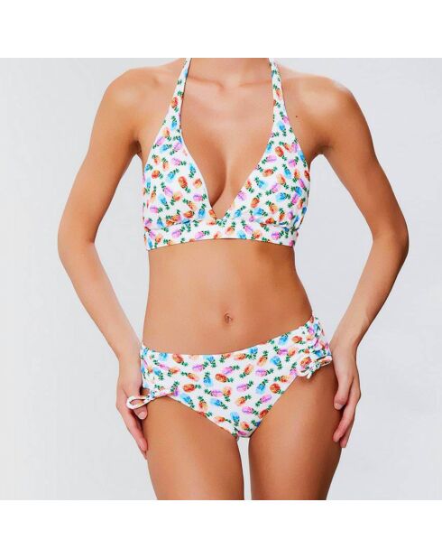 Haut de maillot triangle moulé Pina blanc/multicolore