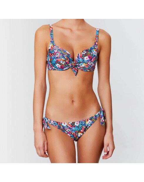 Blauw/veelkleurig Hawaii bikinibroekje