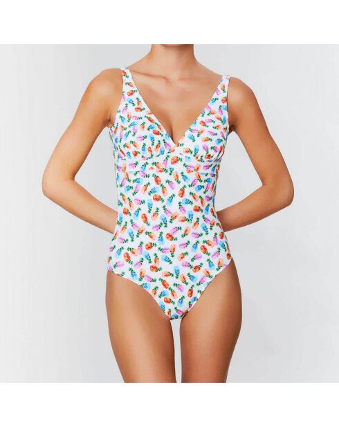 Maillot de bain 1 pièce soft Piña Colada blanc/multicolore