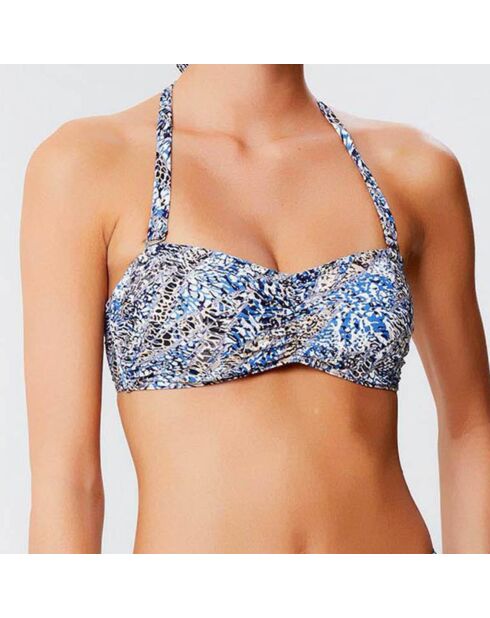 Sonora blauwe bikinitop met voorgevormde hoofdband