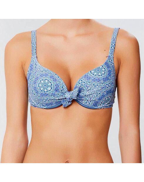 Blaues ägäisches Push-up-Bikinioberteil