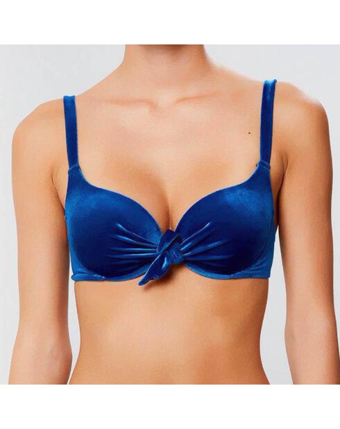 Escale Push-up-Shirt aus Samtjersey petrolblau