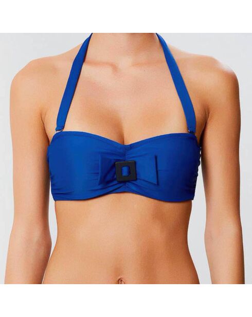 Haut de maillot bandeau moulé Escale bleu nuit
