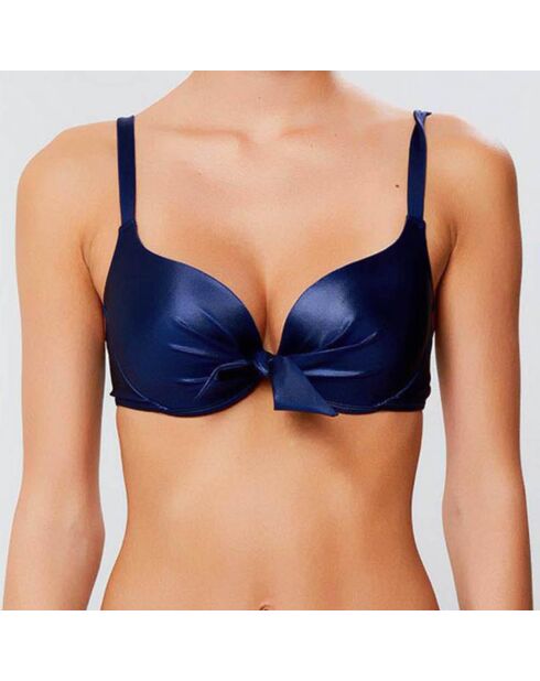 Iris glänzendes blaues Push-up-Bikinioberteil