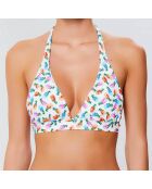Haut de maillot triangle moulé Pina blanc/multicolore
