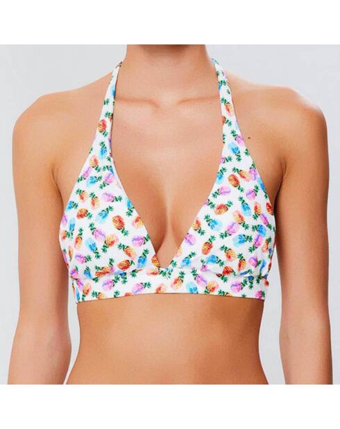 Haut de maillot triangle moulé Pina blanc/multicolore