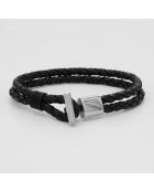 Antonin Armband aus Stahl und schwarzem Leder