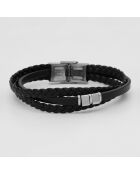 Marius Armband aus Stahl und schwarzem Leder