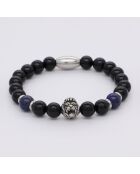 Brazalete Marc de acero, ónix negro y lapislázuli