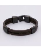 Brazalete Max Steel & Brown Leather