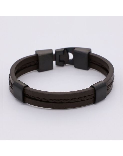 Brazalete Max Steel & Brown Leather