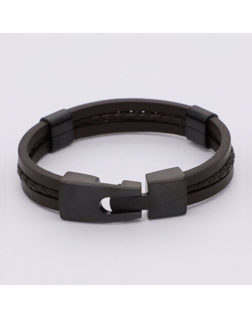 Brazalete Max Steel & Brown Leather