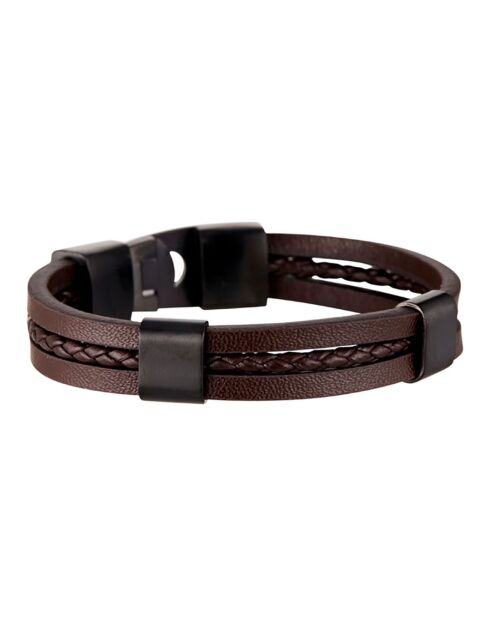 Brazalete Max Steel & Brown Leather