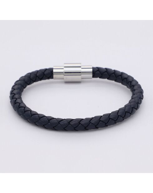 Aurélien armband van staal en blauw leer
