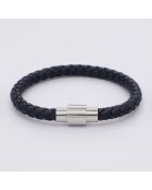 Aurélien Armband aus Stahl und blauem Leder