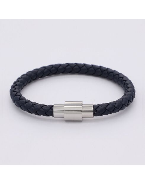 Aurélien armband van staal en blauw leer