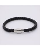 Pulsera Aurélien de acero y cuero negro