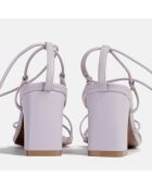 Lila boxy leren sandalen met hak, hak 6 cm