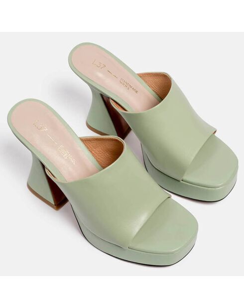 Groene leren muiltjes met hak van Adma - hak 10,5 cm