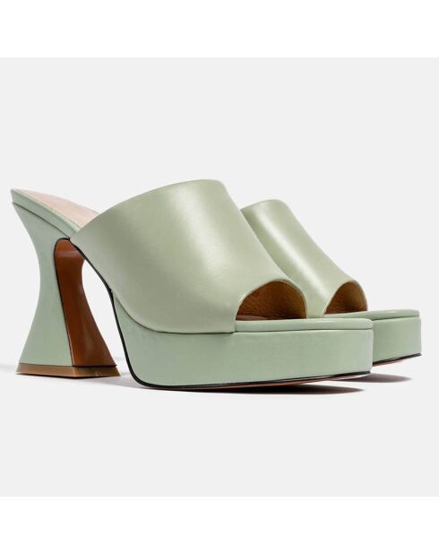Groene leren muiltjes met hak van Adma - hak 10,5 cm
