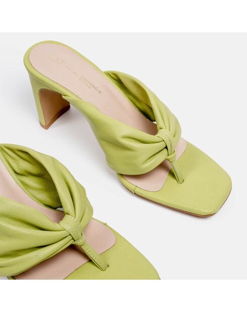 Pantolette Anta aus Leder mit Absatz, 6 cm Absatz, grün