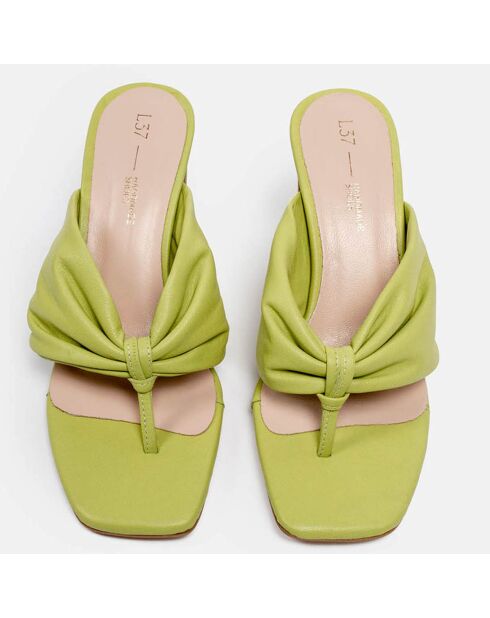 Pantolette Anta aus Leder mit Absatz, 6 cm Absatz, grün