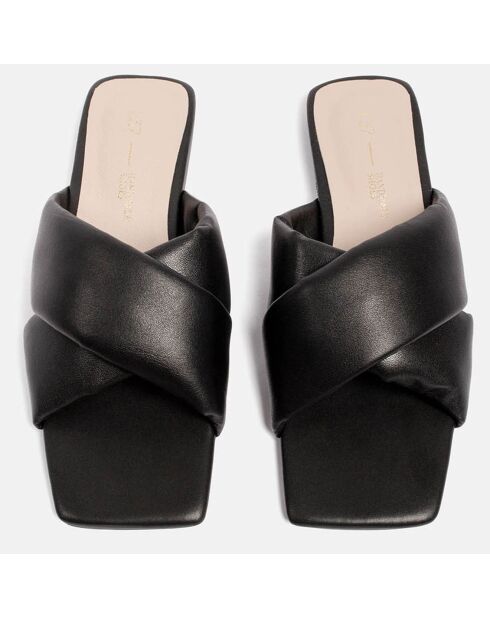 Mules plate en Cuir noires